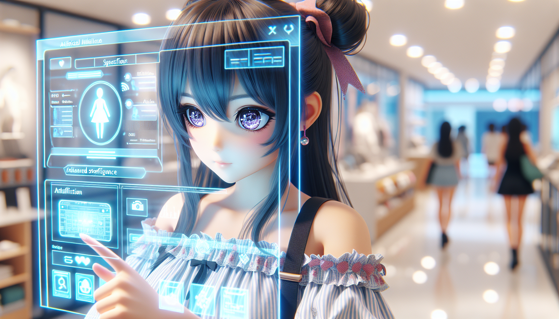 美少女アバターが商品を手に取るシーン