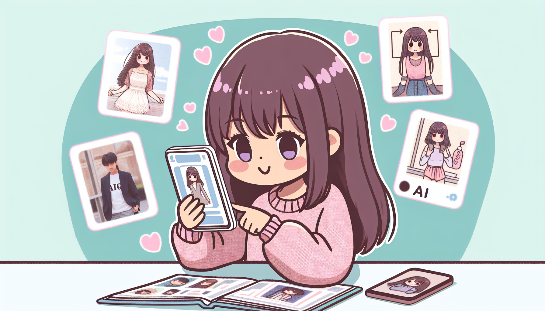 商品を使用する美少女アバターのシーン