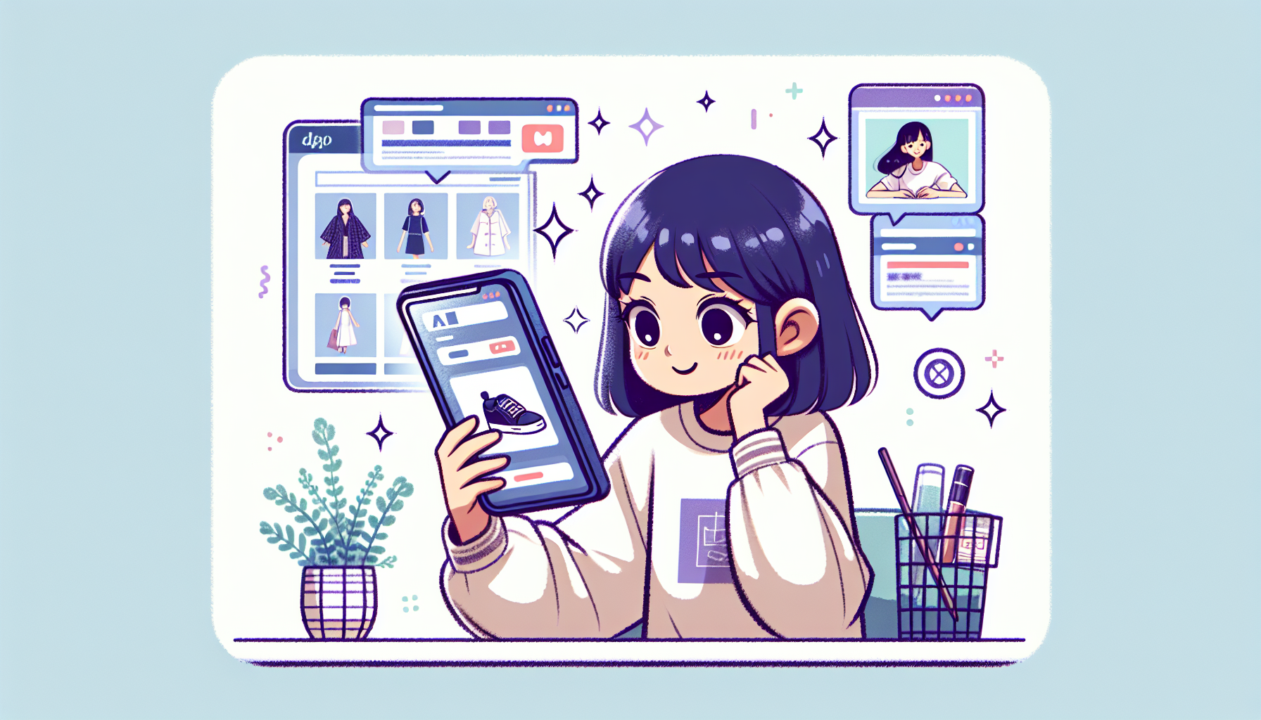 商品と美少女の組み合わせ